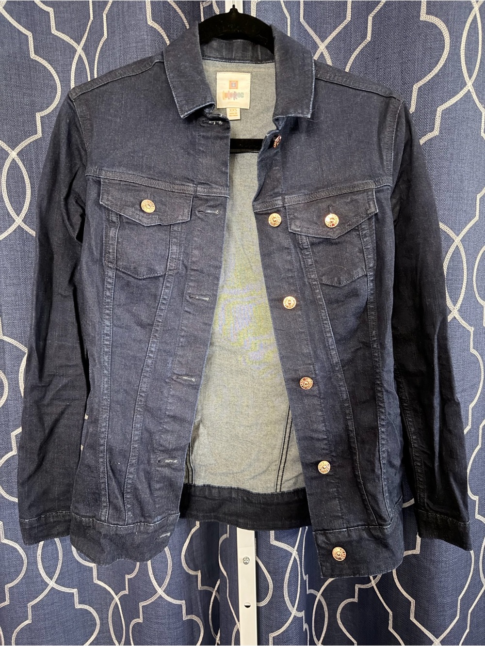 LuLaRoe Dark Indigo Denim Jacket with Copper Buttons
